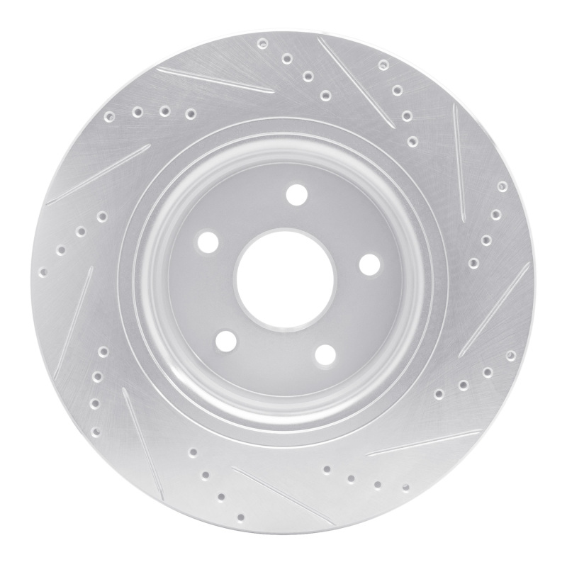 Dodge Ram 1500 Brake Rotor (1) - Front Left - R1 Concepts - Drilled & Slotted - Silver - `04-`06